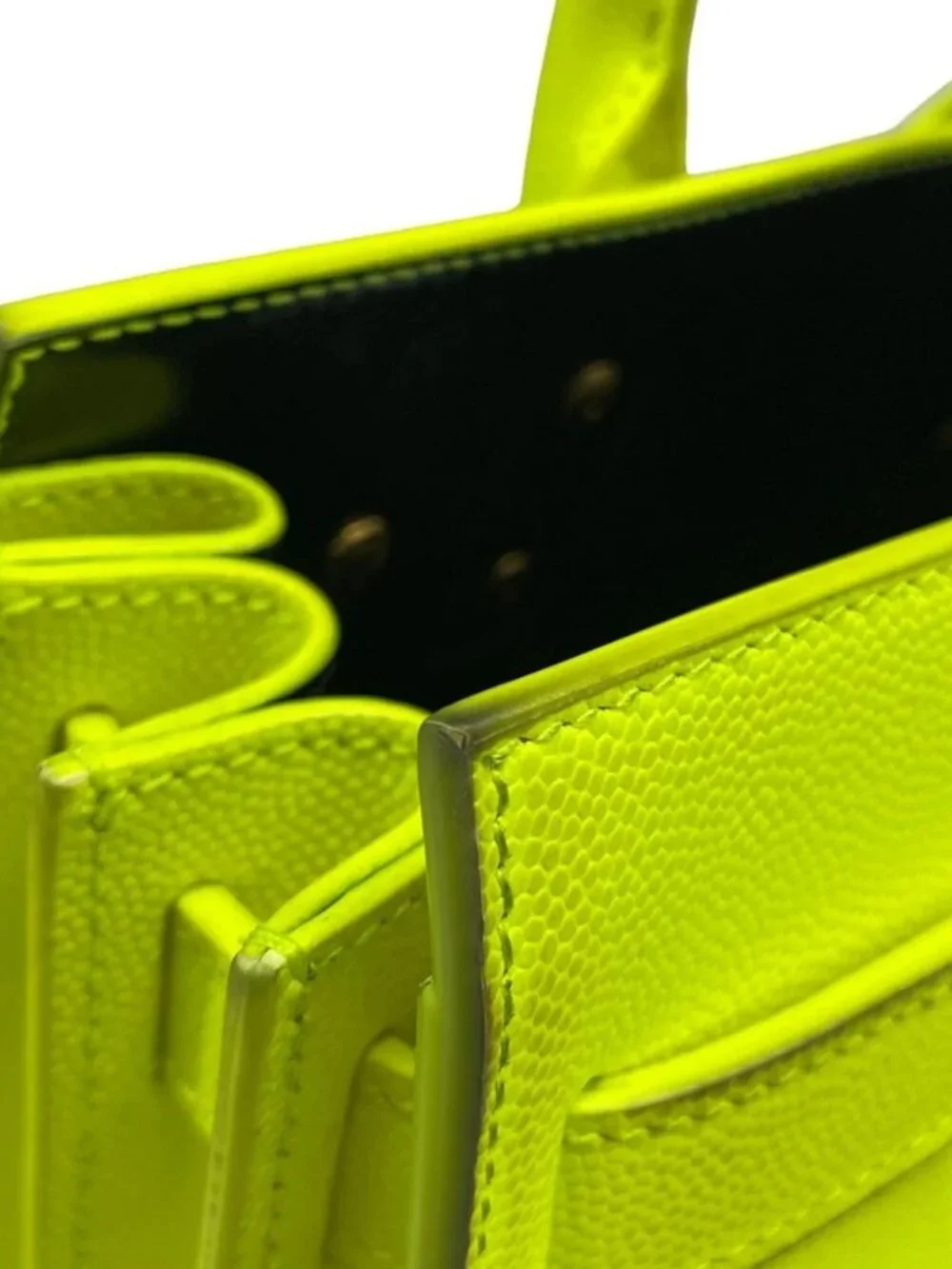 SAINT LAURENT PARIS Sucked Jules Nano 392035 Neon Yellow Leather Handbag